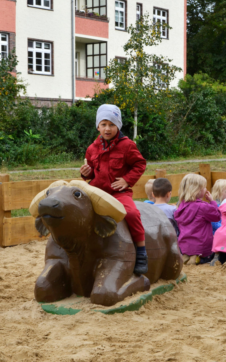 Water buffalo on the playground Berlin 6 768x1229