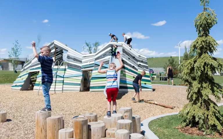 calgary natural wood playground log steppers mountain sculpture slides climbing adventure jpg 768x480
