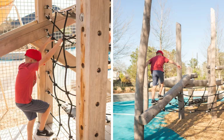 pine cove texas natural wood playground timber towers rope ladder climber robinia log jam 1080x6751 1 768x480