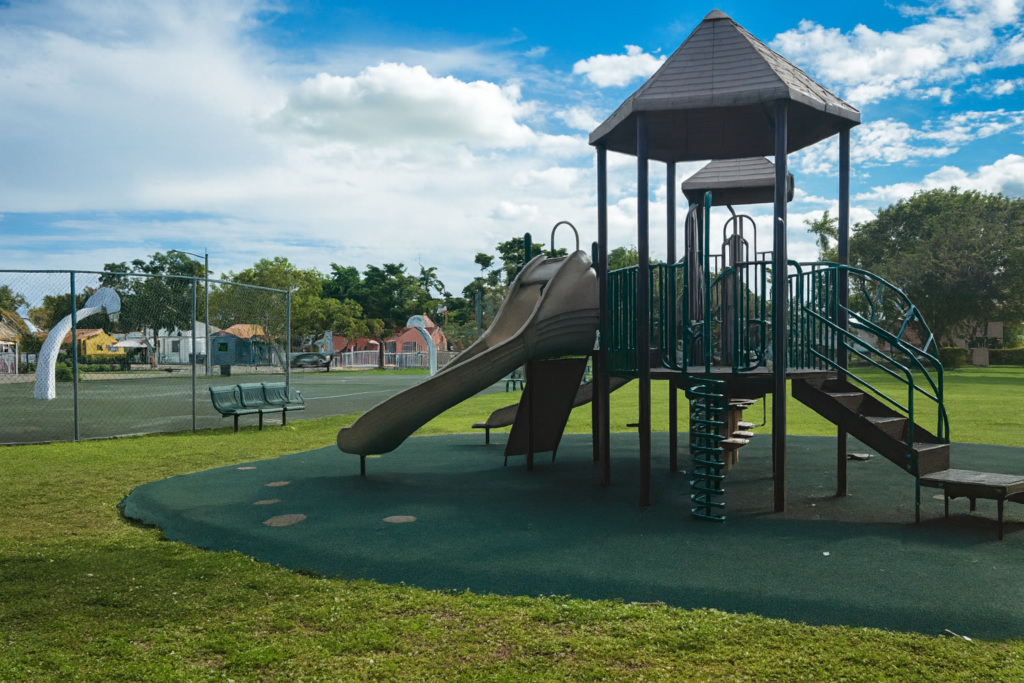 Community Playground at Crestwood Park Children enjoy modern play equipment and safe, accessible facilities at Crestwood Park in Miami.